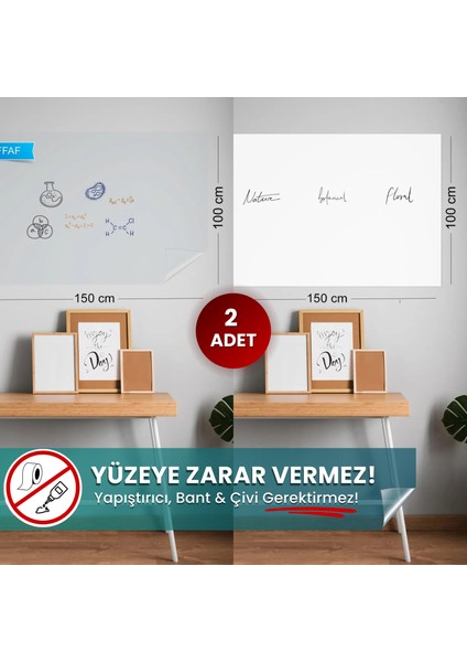 Akıllı Kağıt - 100x150 Cm 1 Şeffaf + 1 Beyaz, Yapışkansız Statik Tutunabilir Yazı Tahtası Ve Pano