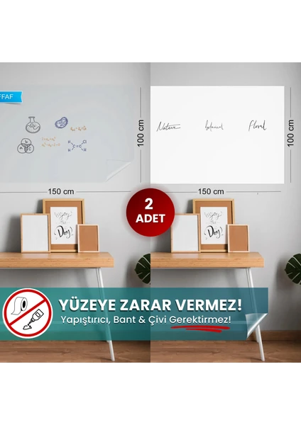 Pi Papers Akıllı Kağıt - 100x150 Cm 1 Şeffaf + 1 Beyaz, Yapışkansız Statik Tutunabilir Yazı Tahtası Ve Pano