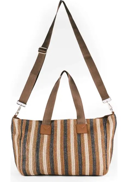 Çizgili Hasır Totebag Çanta 68850