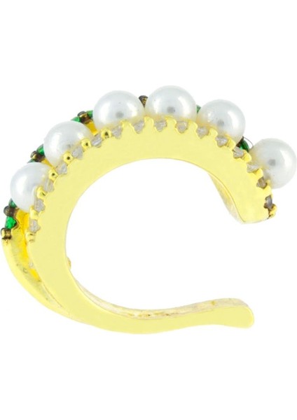 925 Ayar Gümüş Zirkon Taşlı İnci Detaylı Kıkırdak Küpe modelleri