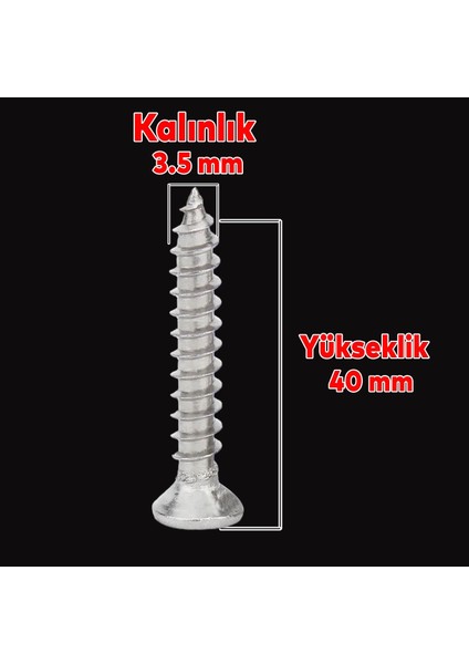 Sunta Vidası 3.5X40 Paket 500 Adet Sivri Uçlu Ahşap Tahta Ağaç Mobilya Ayak Kulp Vidası