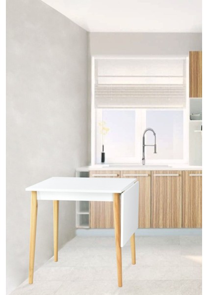 Avanos Katlanır Ahşap Mutfak Masası - 70X80 cm (70X120 Cm)