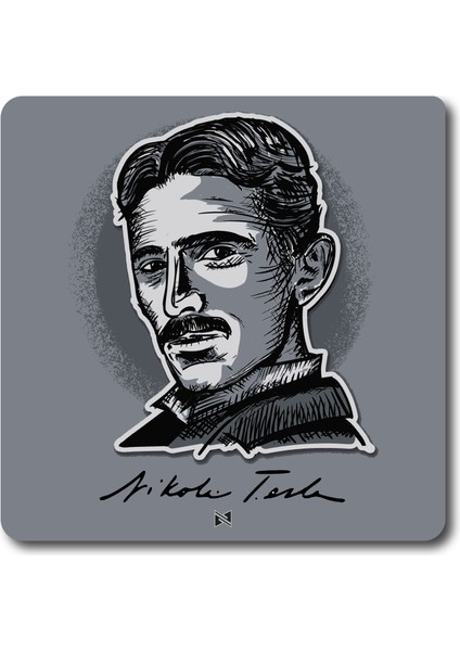 Nikola Tesla - 10X10 cm Mıknatıslı Evrensel Tak Çıkar Dekoratif Aksesuar