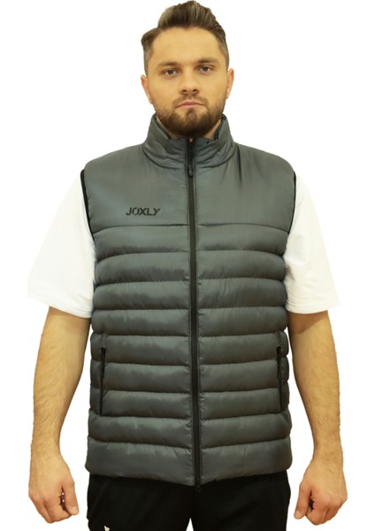 Gri Dik Yaka Şişme Spor Yelek