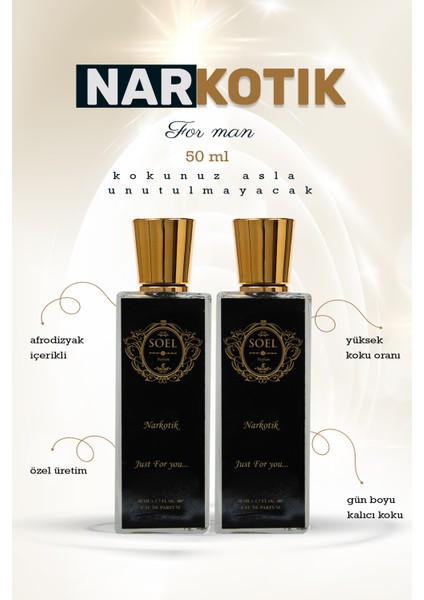 Soel Parfüm Narkotik Erkek Parfüm Eau De Parfume 2 Adet 50+50 ml