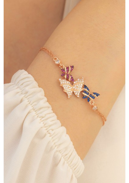 Rose Kelebek Model Kadın Gümüş Bileklik