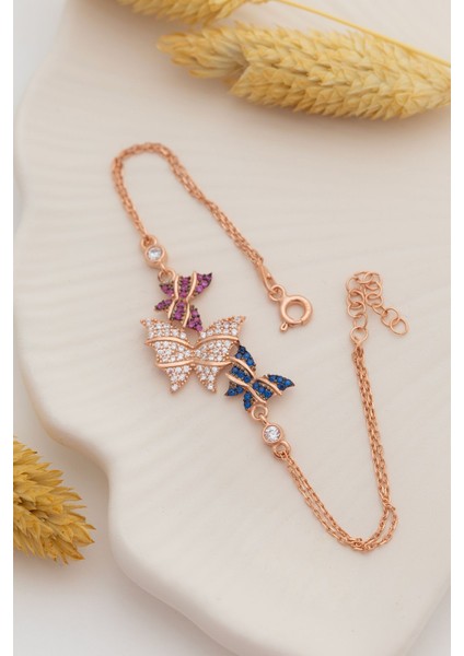 Rose Kelebek Model Kadın Gümüş Bileklik modelleri