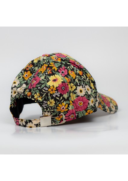 Yazlık Büyük Çiçek Esinti Desenli Siyah Pamuklu Poplin Kumaş Ayarlanabilir Standart Beden Suya Dayanıklı Şapka fiyatları