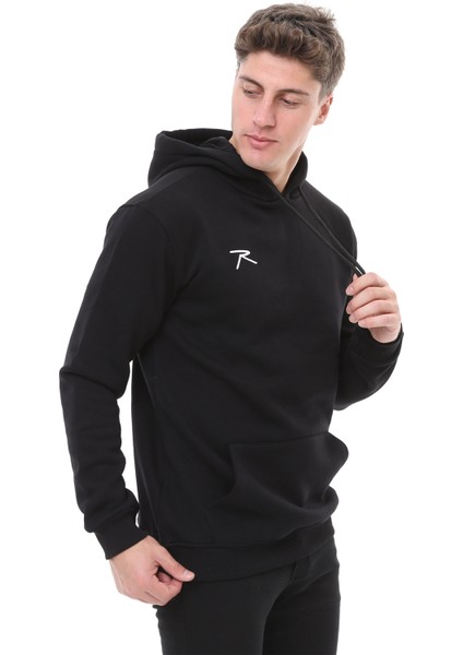 Erkek Kapüşonlu Sweatshirt Lepıdus Siyah