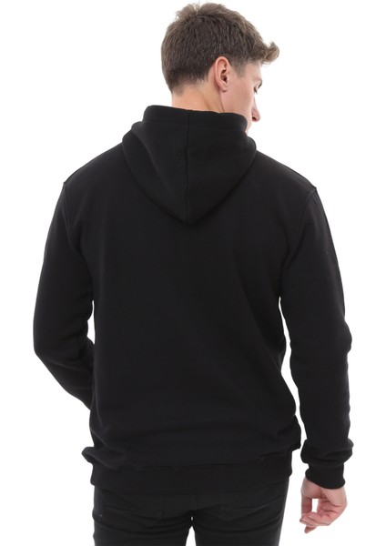 Erkek Kapüşonlu Sweatshirt Lepıdus Siyah