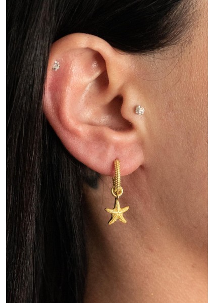 925 Ayar Gümüş Sallantılı Deniz Yıldızı Küpe modelleri