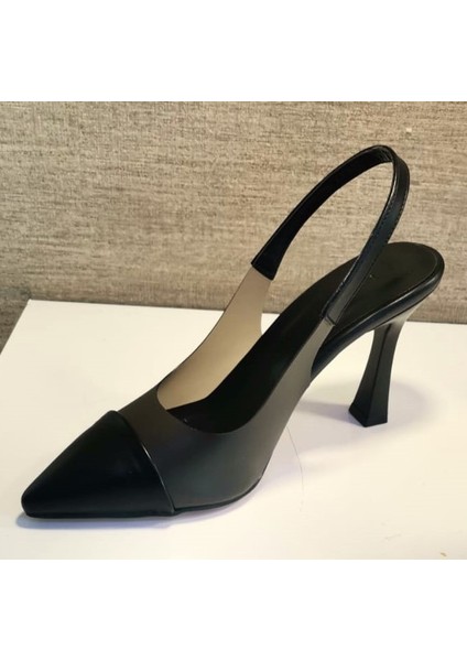 897 Kadın Topuklu Şeffaf Detaylı Arkası Açık Ayakkabı Siyah fırsatları
