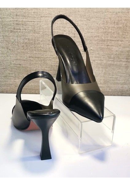 897 Kadın Topuklu Şeffaf Detaylı Arkası Açık Ayakkabı Siyah indirimleri