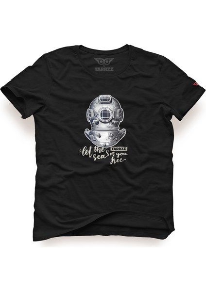 Antik Dalgıç Tasarım T-Shirt, Dalgıç Baskılı T-Shirt, Büyük Beden T-Shirt