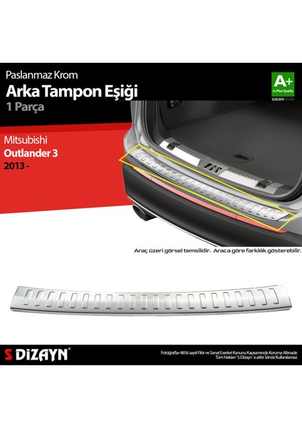 Mitsubishi Outlander 3 Krom Arka Tampon Eşiği 2013-2019 A+ Kalite