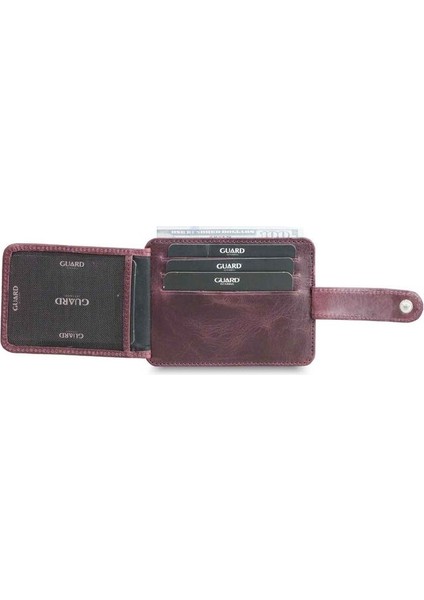 Dikey Crazy Bordo Deri Kartlık - GRD2403XW22452