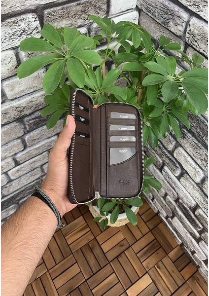 Koyu Kahverengi Croco Baskılı Fermuarlı Portföy Cüzdan - GRD2403XW22478 fırsatları