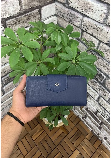 Mat Lacivert Fermuarlı ve Deri Patlı El Portföyü - GRD2403XW22286