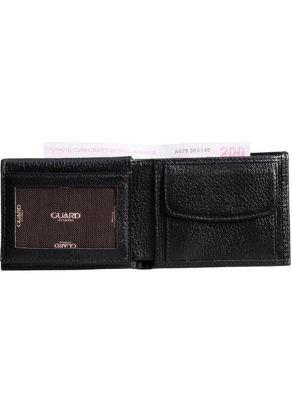 Bozuk Paralıklı Pisotlu Siyah Hakiki Deri Yatay Erkek Cüzdanı - GRD2403XW22560 fiyatları