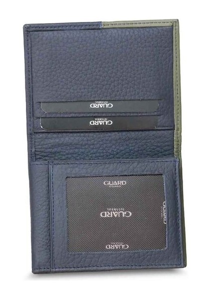 Mat Haki Yeşil - Lacivert Deri Erkek Cüzdan - GRD2403XW22403