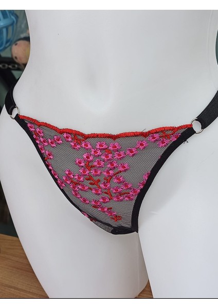 Pembe Çiçek Desenli Balenli Metal Demirli Tanga Boyutu Ayarlanabilir Takım fırsatları