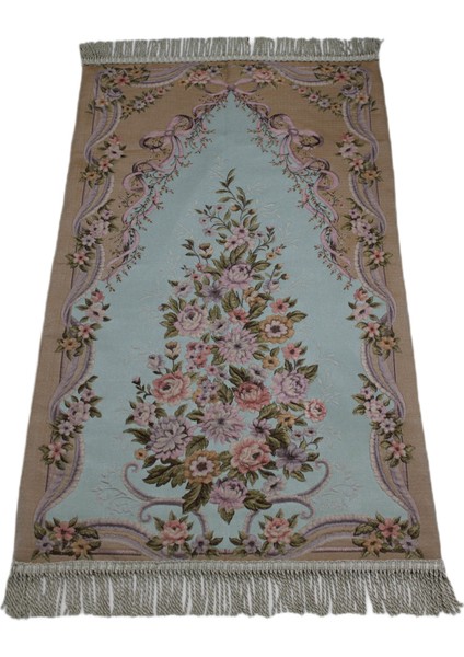 Belıeve Eslem Goblen Saten Seccade Bej Mavi 70X12