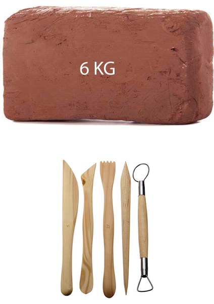 Kahve Çamur Kırmızı Kil Seramik Hamuru 6 kg Ebeşuar Seti Seramik Şekillendirme Seti