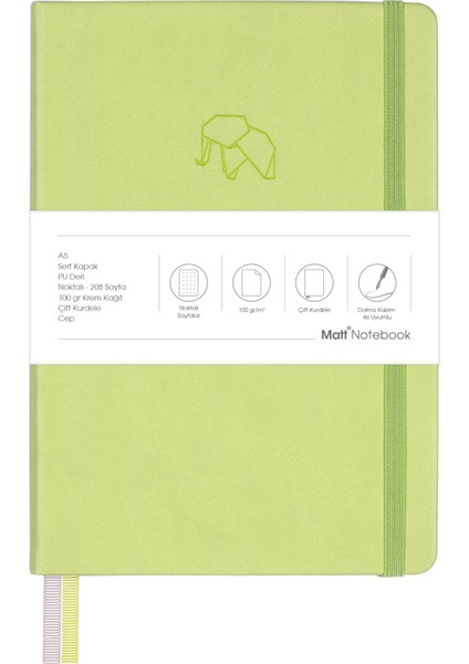 Matt Notebook A5 Defter Noktalı Açık Yeşil