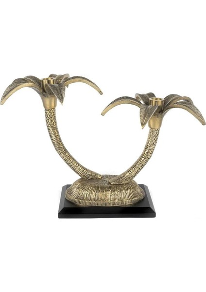 Antik Gold Palmiye 2 Kollu Mumluk 44*24*31CM P133.334536