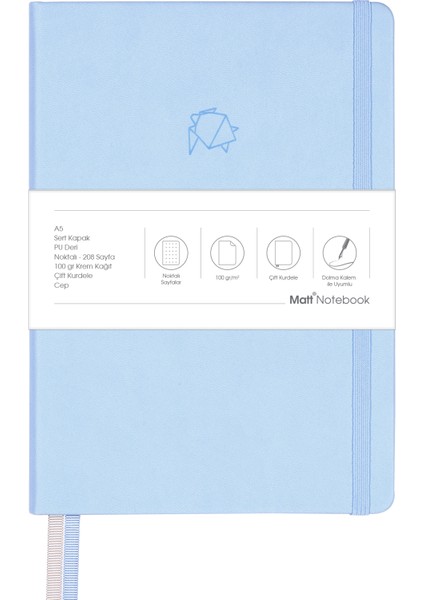 Matt Notebook A5 Defter Noktalı Mavi