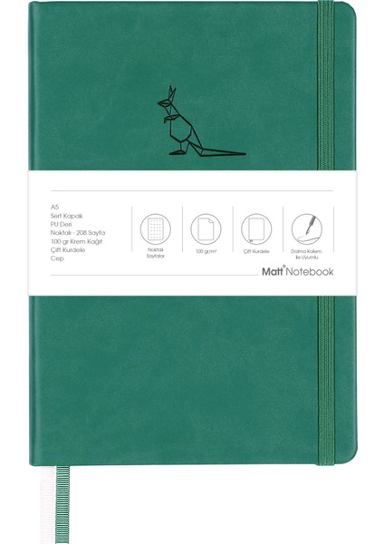 Matt Notebook A5 Defter Noktalı Yeşil