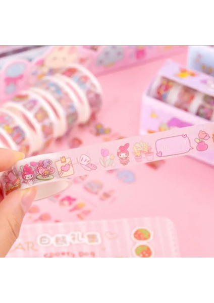 Syn İletişim syniletisim 10 Lu Sanrio Kawai Kuromi My Melody Figür Washi Tape Simli Şerit Bant Set