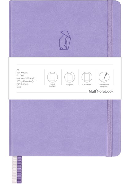 Matt Notebook A5 Defter Noktalı Lila