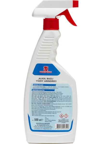 Worldclean Alkol Bazlı Yüzey Arındırıcı 500 ml