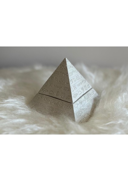 Kapaklı Keops Piramiti Küllük-Dekoratif Obje Gri