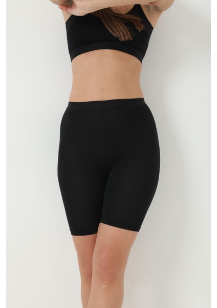 Bambu Kadın Siyah Diz Üstü Tayt