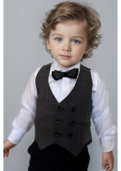 Erkek Bebek Takım Elbise Gri Yelekli Alt Üst Takım modelleri