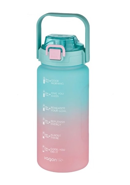 1500ML Pipetli/pipetsiz Kullanım Çift Renk Motivasyon Matara 1,5 Litre Suluk