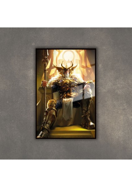 Metal Çerçeveli Temperli Cam Tablo Film Karakteri Odin Portresi fiyatları