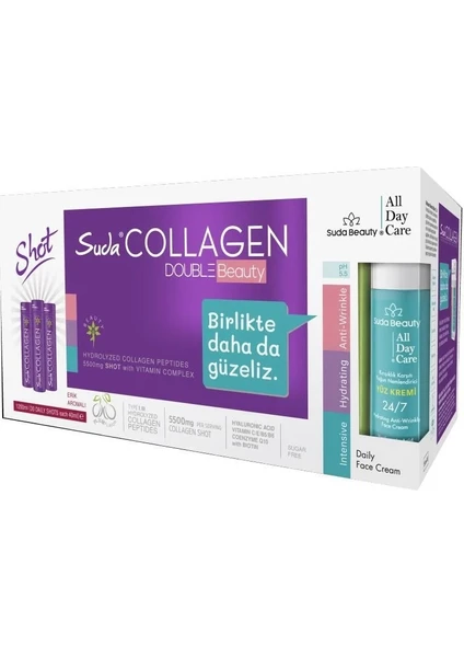 Suda Collagen Double 30 Shot Erik Kolajen & Suda Beauty All Day Care Yüz Kremi 50 ml