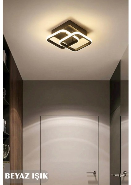 Kare Hol,antre,yatak Odası,çocuk Odası Için Modern LED Avize Siyah Kasa Beyaz Işık