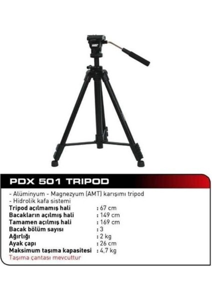 Dslr Makineler Için 501 Amt Plus Hidrolik Profesyonel Video Tripod