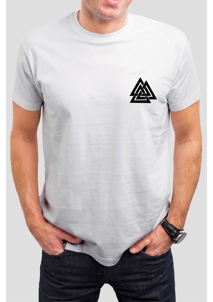 Viking Baskılı Beyaz Unisex T-Shirt