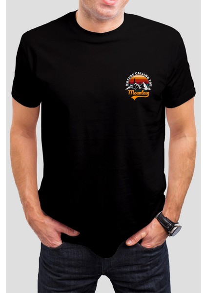 Mountain Baskılı Siyah Unisex T-Shirt