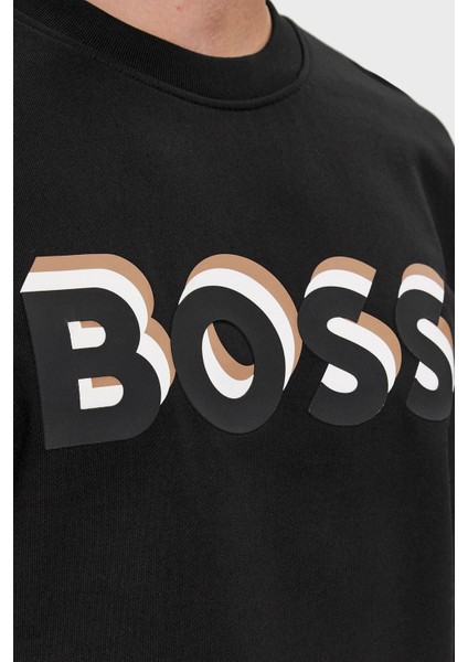 Logolu Bisiklet Yaka Pamuklu Relaxed Fit Sweat Erkek Sweat 50507939 001 fırsatları