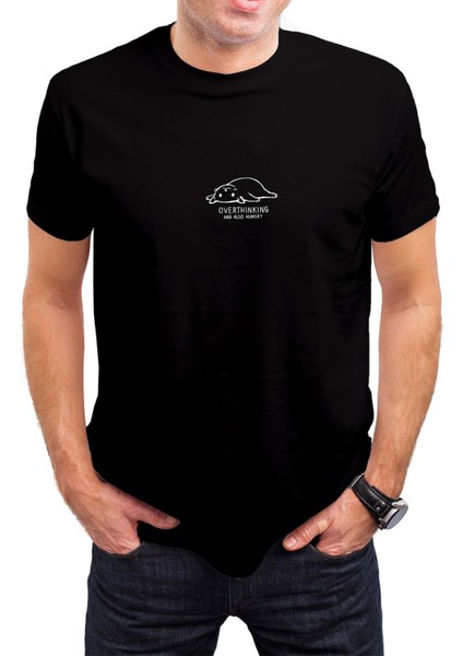 Kedi Baskılı Siyah Unisex T-Shirt