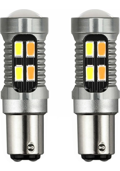 2x LED Işık Çift Renkli Ampul 1157 BAY15D P21/5W 5630 20SMD Canbus Araba Fren Ters Lambası Dönüş Sinyali Beyaz A (Yurt Dışından)
