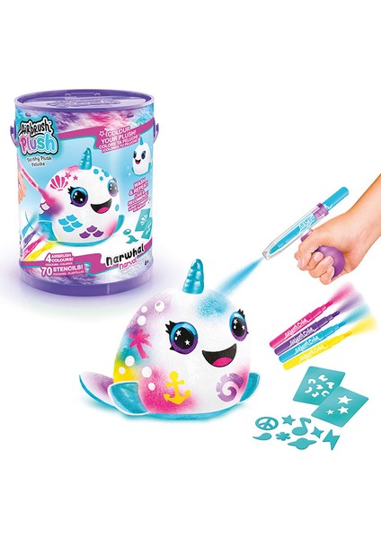 Airbrush Plush Sürpriz Squishy Paint Bucket Narwhal