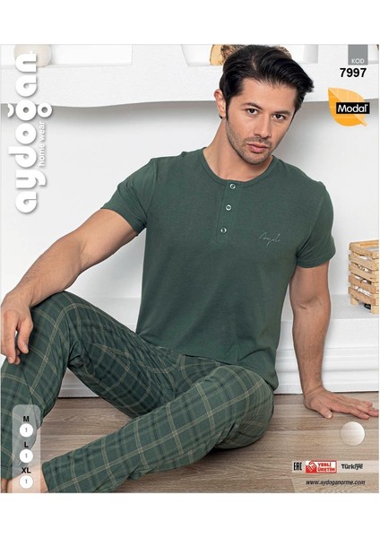 7997 Erkek Modal Patlı Kısa Kol Pijama Takım