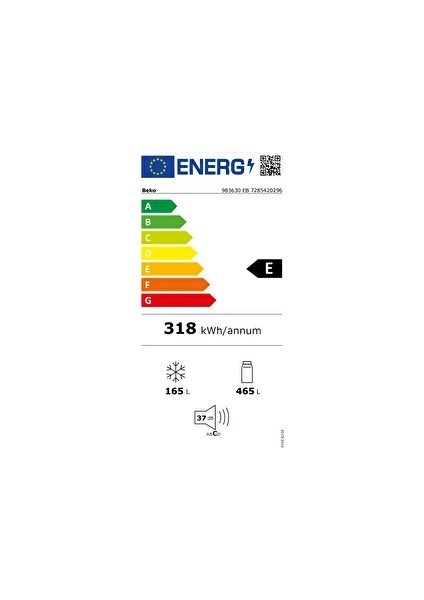 983630 Eb E Enerji Sınıfı 630 Lt No Frost Buzdolabı